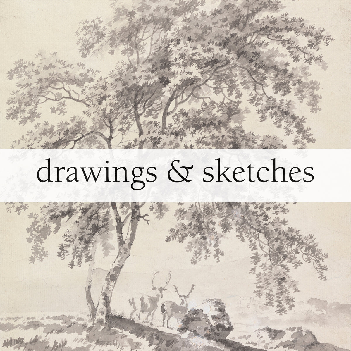 drawing of dear on a mountain side