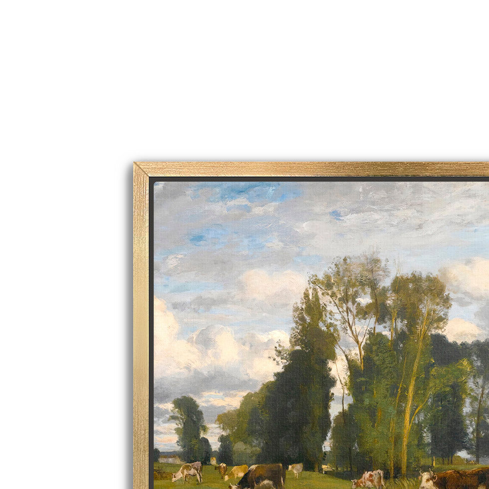herd in the meadow- stunning antique art print