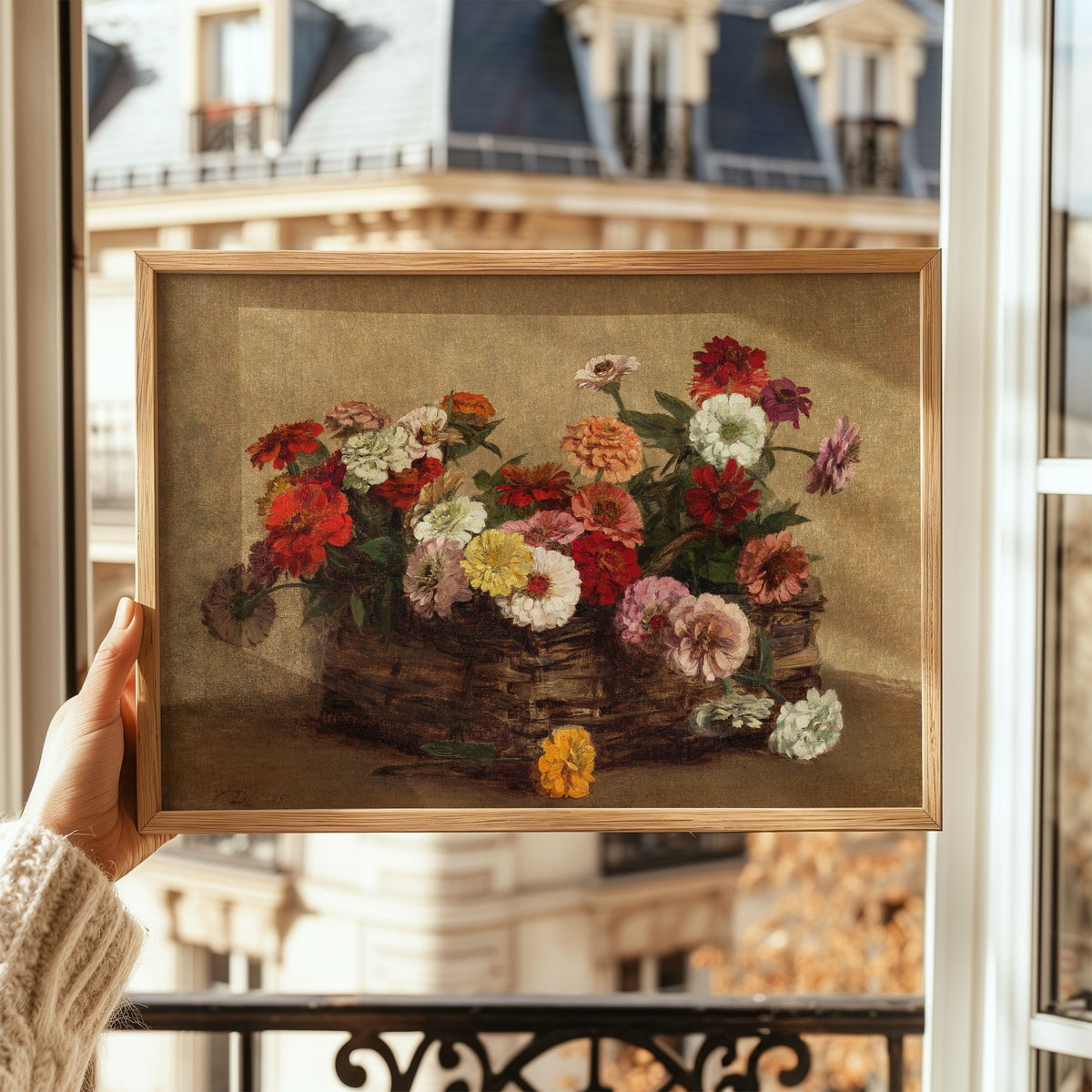 basket of zinnia's