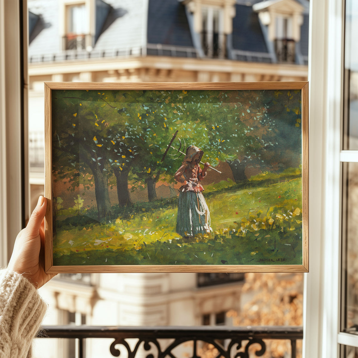 girl with hay rake
