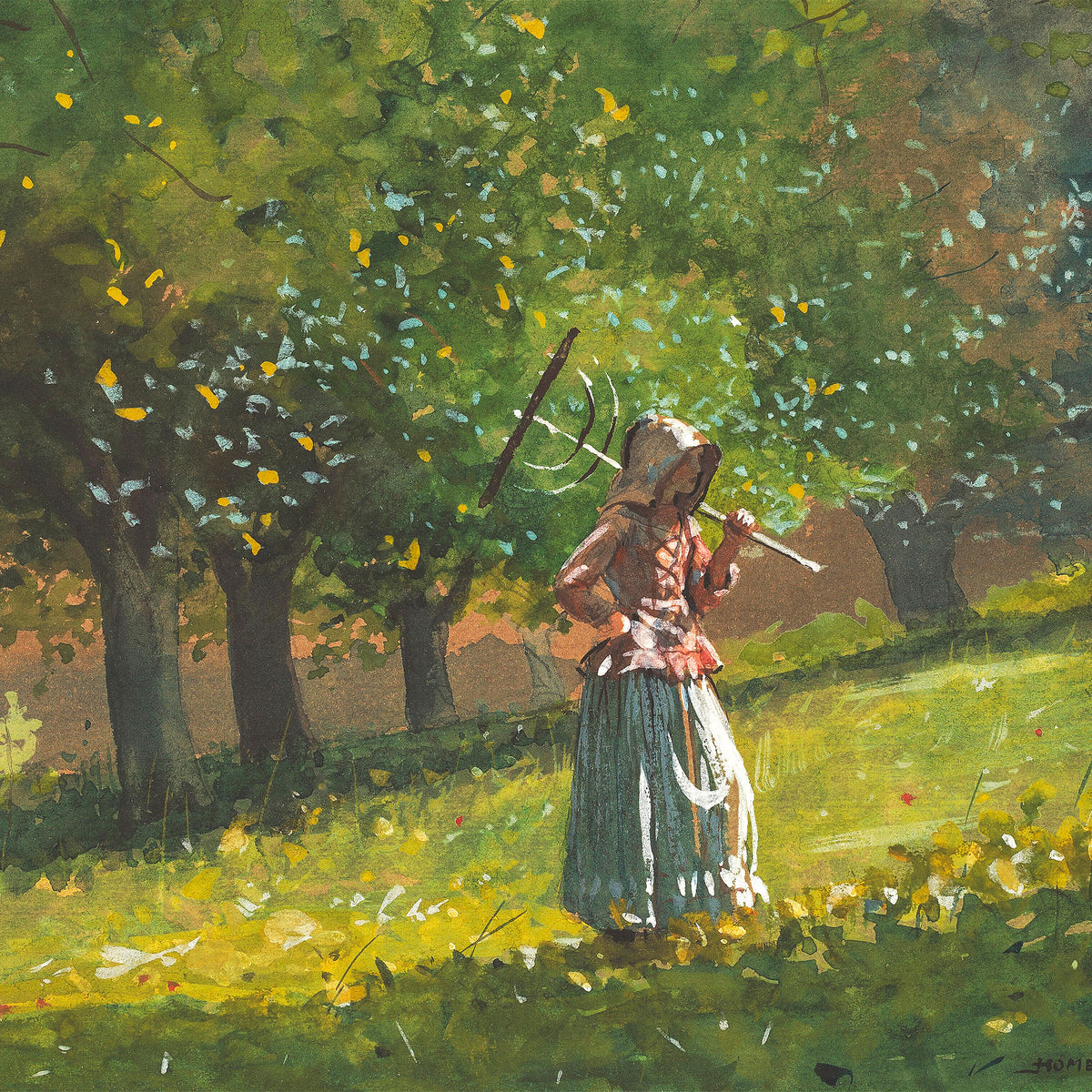 girl with hay rake