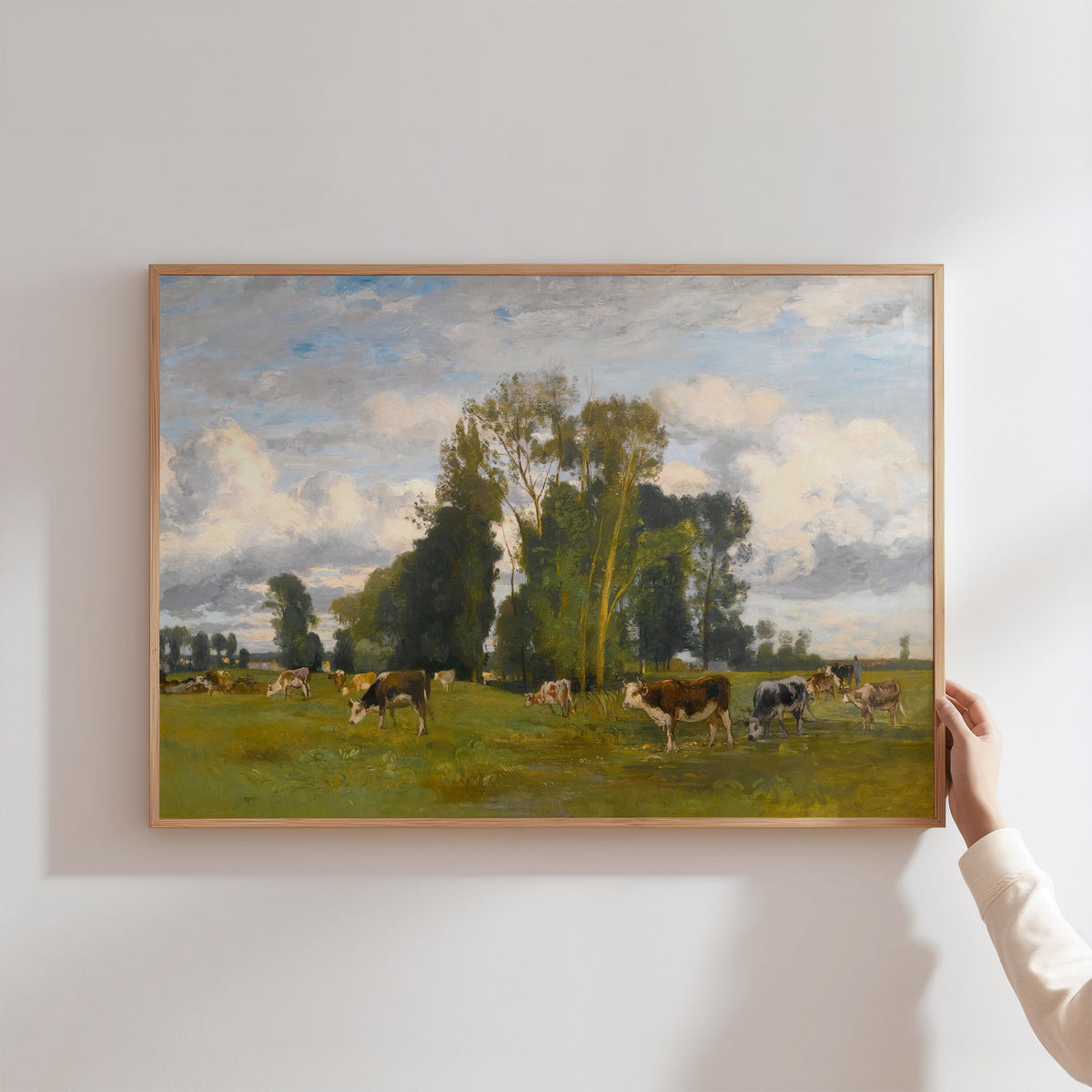 herd in the meadow- stunning antique art print