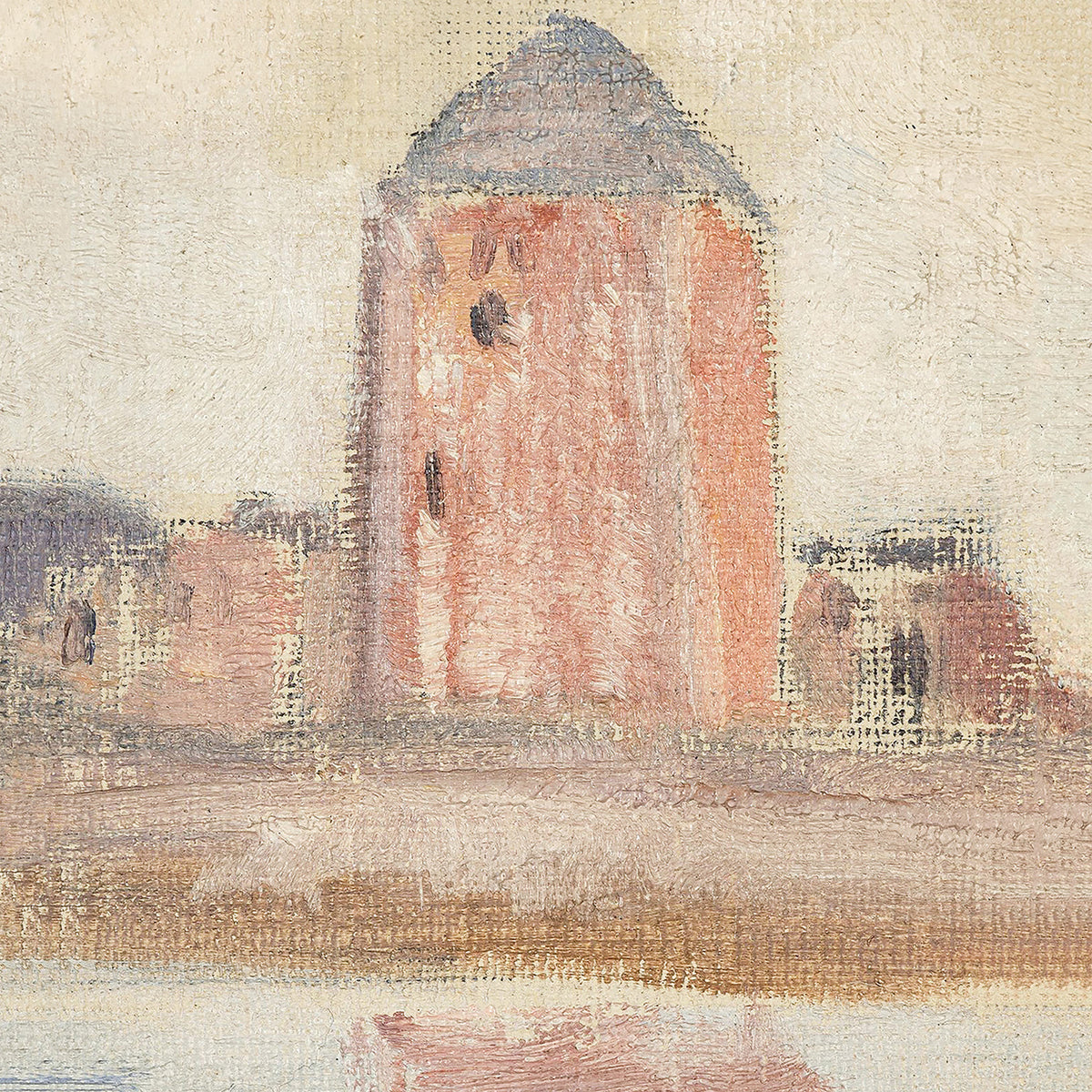 pink tower- antique art print