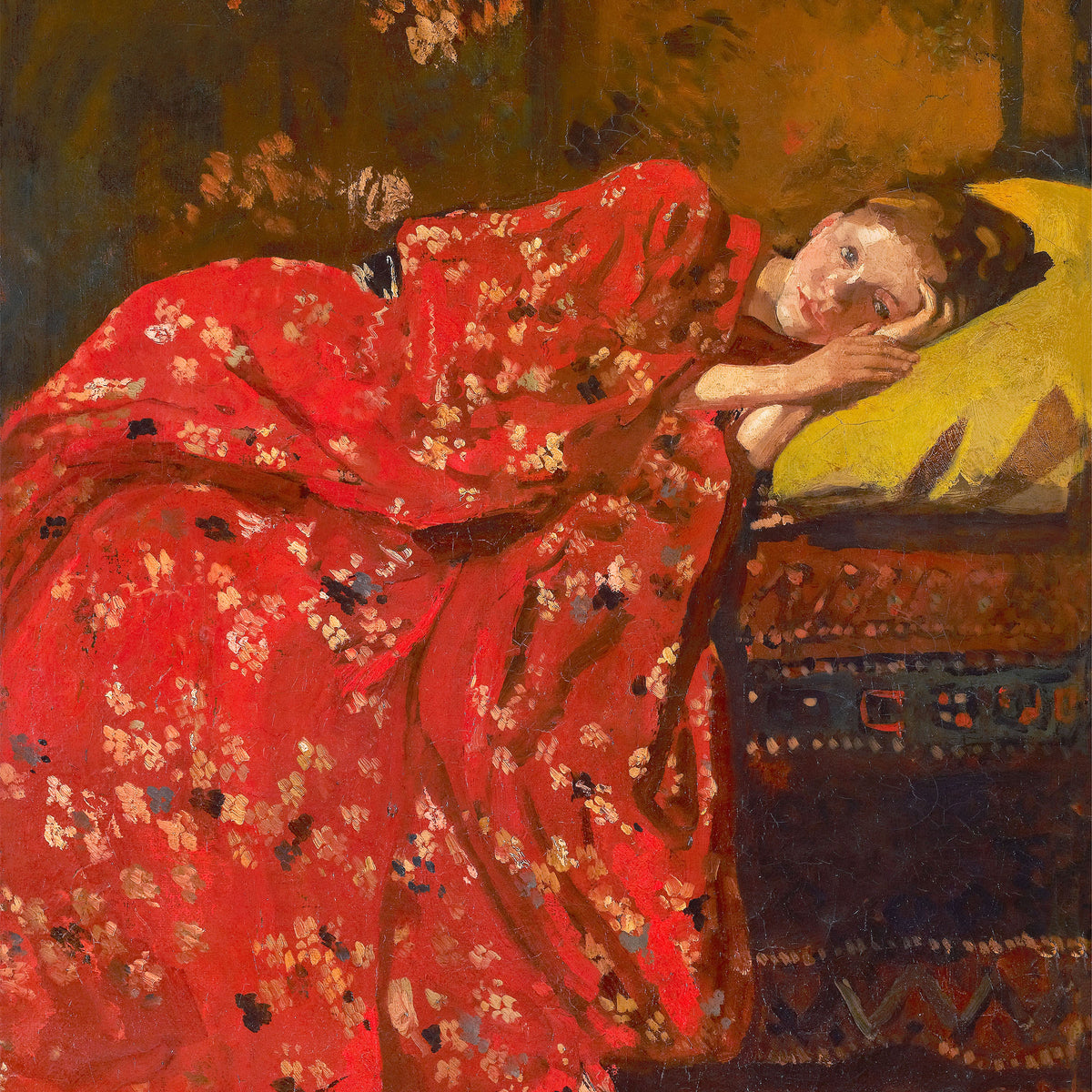 girl in red kimono
