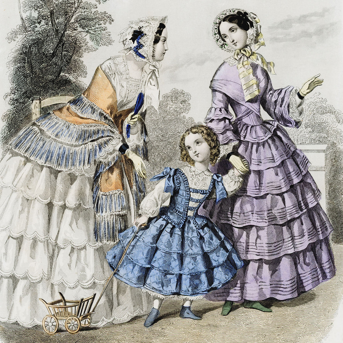 the little wagon- stunning antique art print