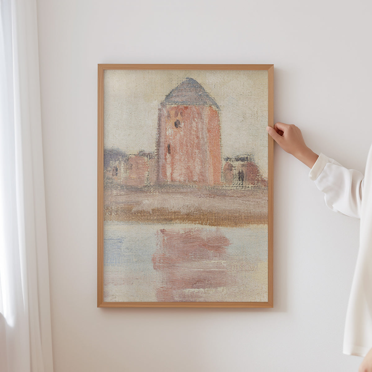 pink tower- antique art print